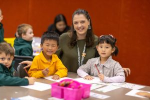 Prep teacher, Angela, working with students during the Literacy Block